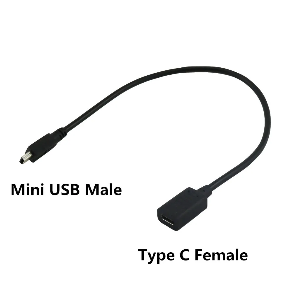 1х USB 3,1 type C для USB Mini 5Pin штекер для синхронизации данных зарядный адаптер Соединительный кабель шнур 1 фут/30 см