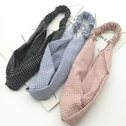 Бесплатная доставка женские мужские шаровары в клектку в Корейском стиле бант повязка на голову для девочки; модные повязки для волос леди