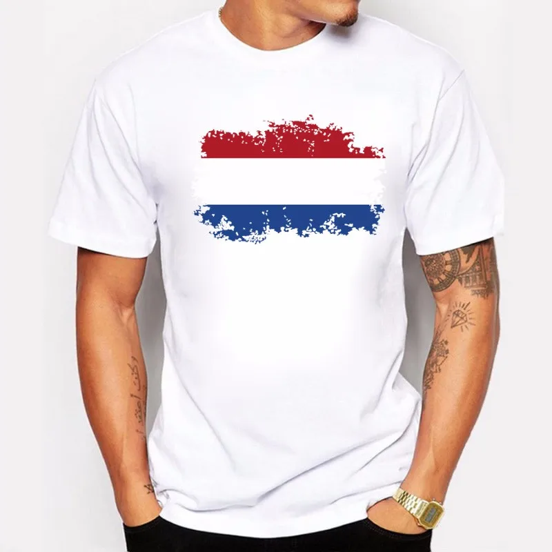 Top Quality Netherlands Flag men T shirts Cotton Netherlands Flag