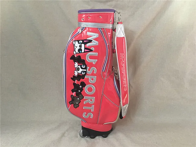 Фирменная Новинка MU Спорт Гольф стандартная упаковка шаров MU спортивная сумка для гольфа PU розовый цвет 5 отверстий клюшки для гольфа сумка с колесом