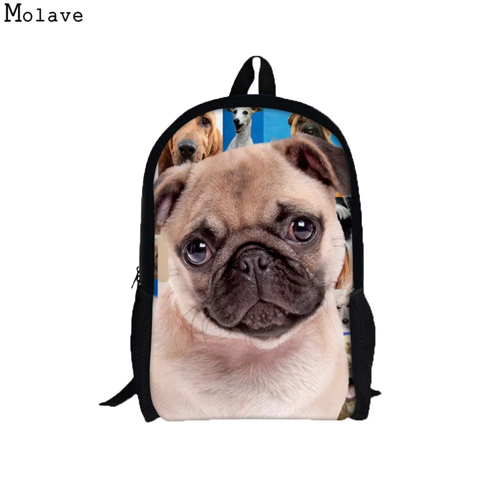 Girls Backpacks Preppy Stylish Fashion 3D Animal Dog Printing Backpack Rucksack Schoolbags