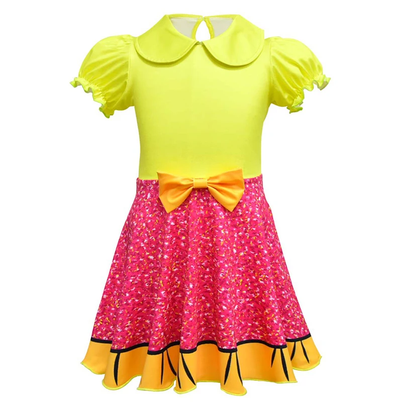 Summer Colorful Lol Dress for Girl Cosplay Costumes Short Sleeve Child Halloween Party Birthday Dresses Kids Dance Lol Clothes