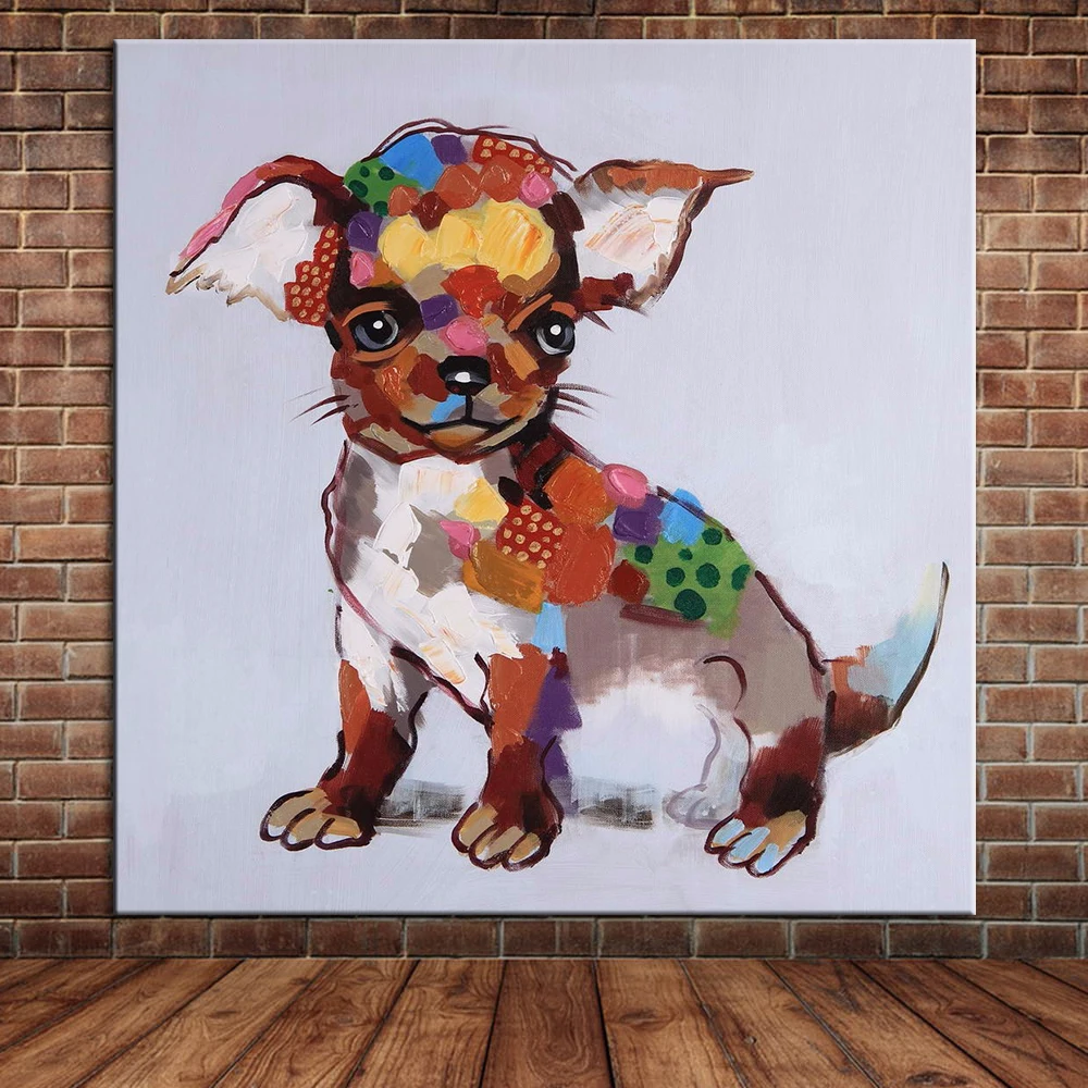 Couteau Peint Mignon Chiot Chien Peinture L huile Couteau Peint Mignon Chiot Chien Peinture L huile