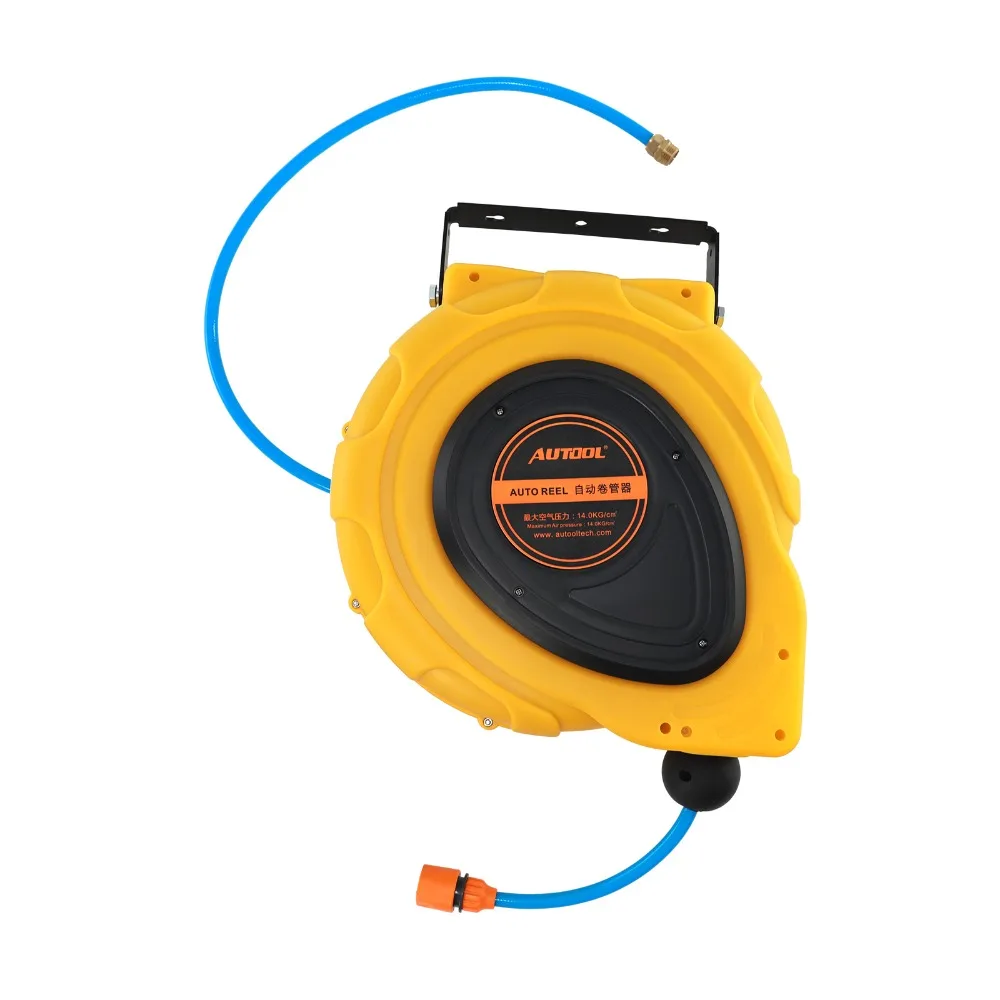 

AUTOOL Water Retractable Hose Cable Reel Hose 50 Feet 15m Car Wahing Hybrid Polymer Plastic Spray Gun Wash for Car House Garden