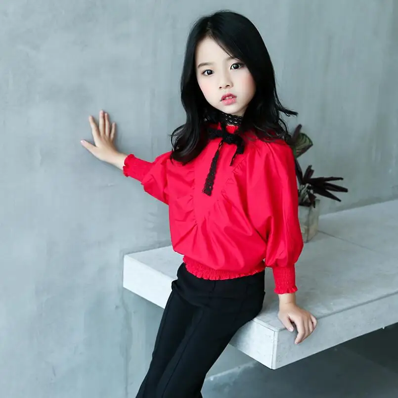 Г. Весенне-осенняя блузка принцессы для девочек детские рубашки топы и блузки в горошек с длинными рукавами для маленьких девочек и подростков детская одежда - Цвет: design 3 red