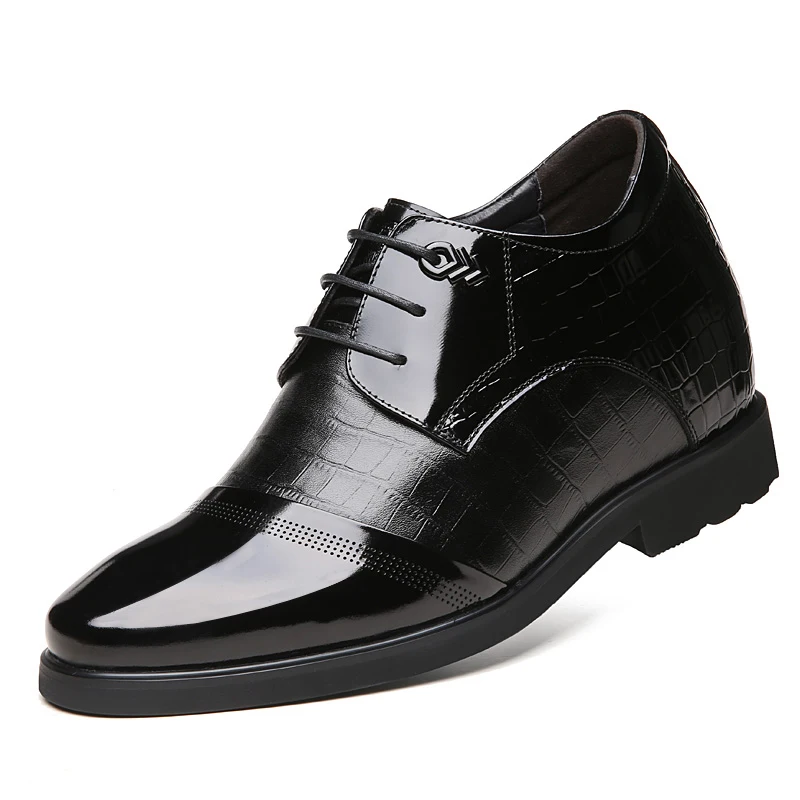 Men's Formal Dress Derby Shoes Leather Invisible Elevator Insole Height