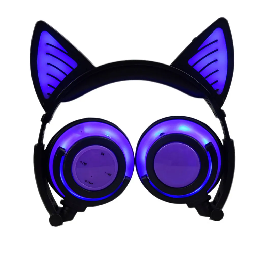 

2018 Cat Ear headphones LED Rechargeable headphone cat earphone Flashing Glowing Headset Gaming Earphones for Adult and Children