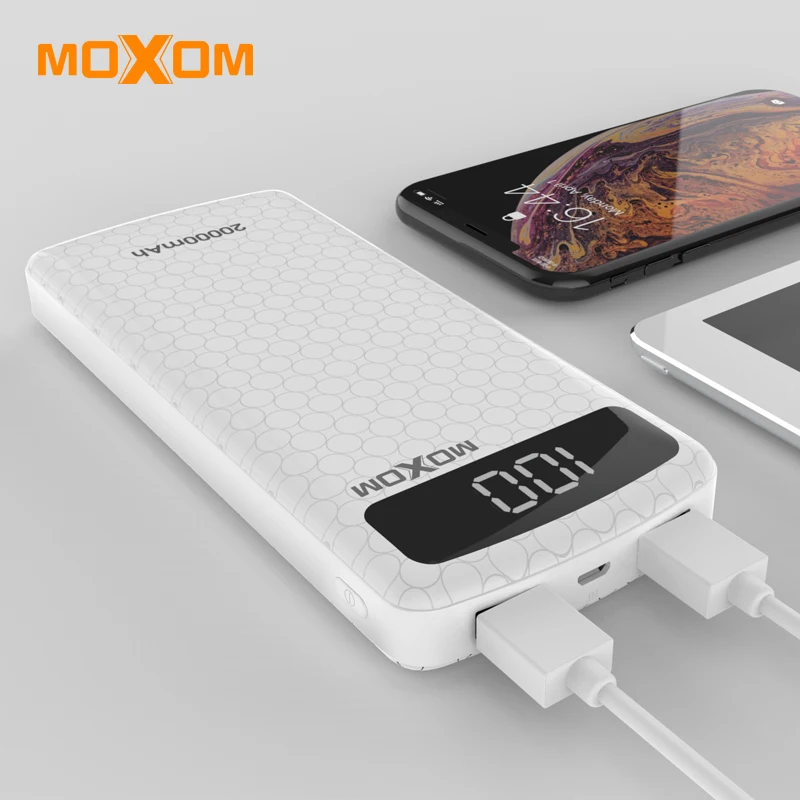 Внешний аккумулятор MOXOM 20000 мАч портативное зарядное устройство с USB разъемом для