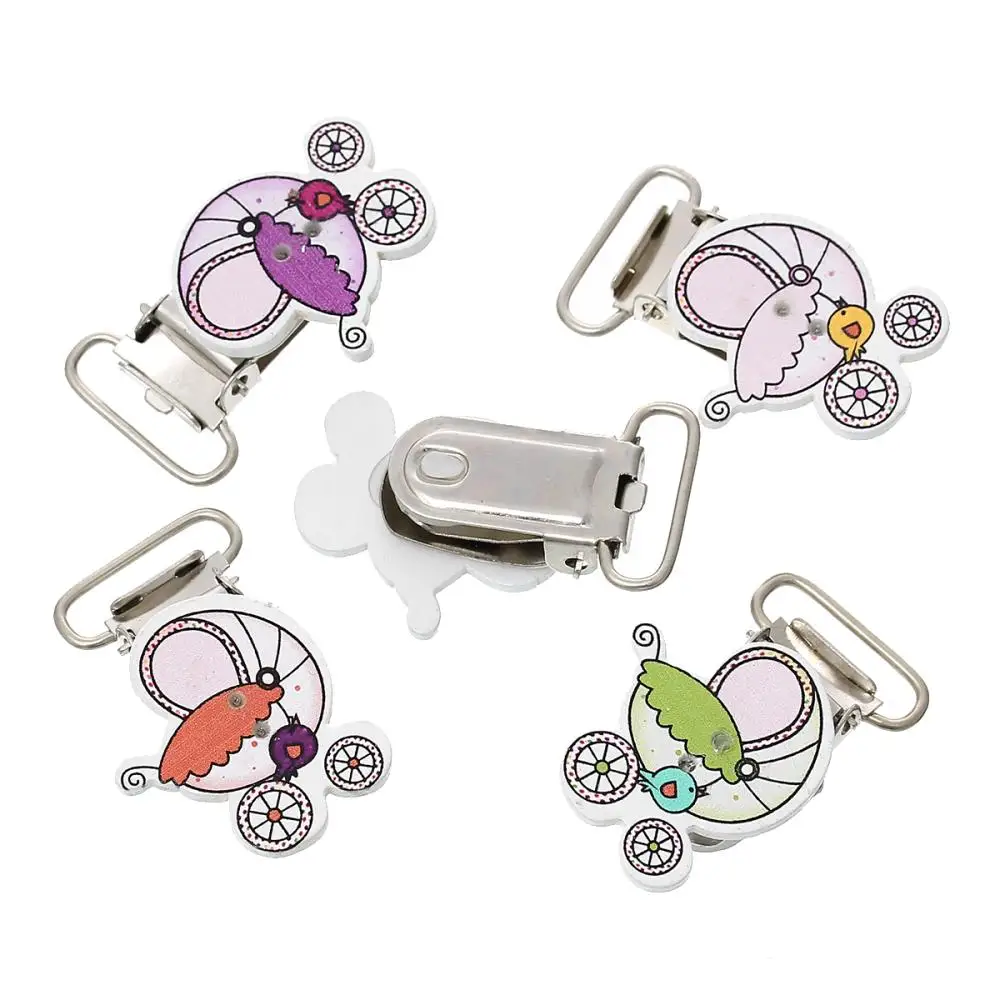 LF 5Pcs Baby Carriage Wooden Metal Pacifier Clips Solid Color Cute Infant Soother Clasps Holders Accessories Diy Tool | Дом и сад