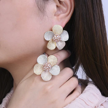 

missvikki Popular Romantic Flower Earrings for Women Wedding Anniversary Appointment Dance Party Prom Show Jewelry High Quality