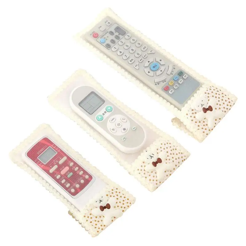 

1PC European Style Creative Beautiful Fabric Lace Cover for Remote Control Set Gypsophila Bear Pattern
