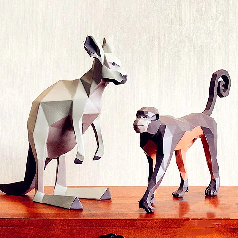 Моделирование милый кенгуру статуя геометрический форма животных изделия из смолы украшения дома интимные аксессуары для гостиная L2808
