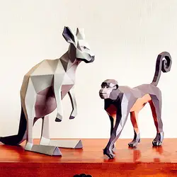 Моделирование милый кенгуру статуя геометрический форма животных изделия из смолы украшения дома интимные аксессуары для гостиная L2808