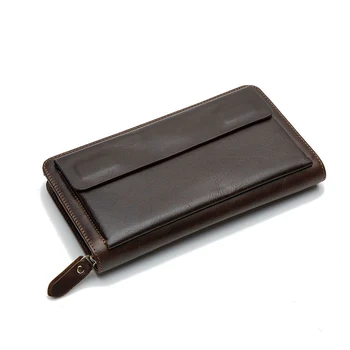 

New Cow Leather Wallet Men Coin Purse Small Male Clutch Wallet Hasp Mens Money Bag Card Holder zipper pocket