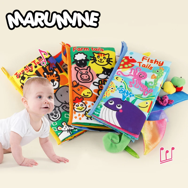 3d тетрадь Marumine с животными тихая книга мягкая ткань из джунглей фермы моря познавательные книги для детей 0 12