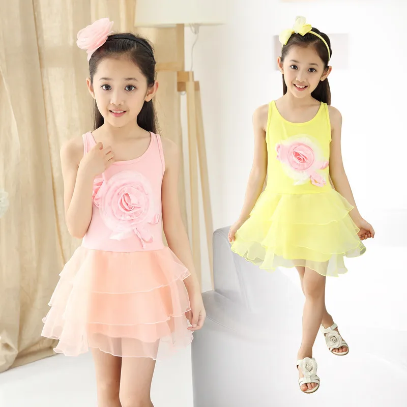 Children's Wear Summer New Girls Flower Veil New Korean Princess Dress