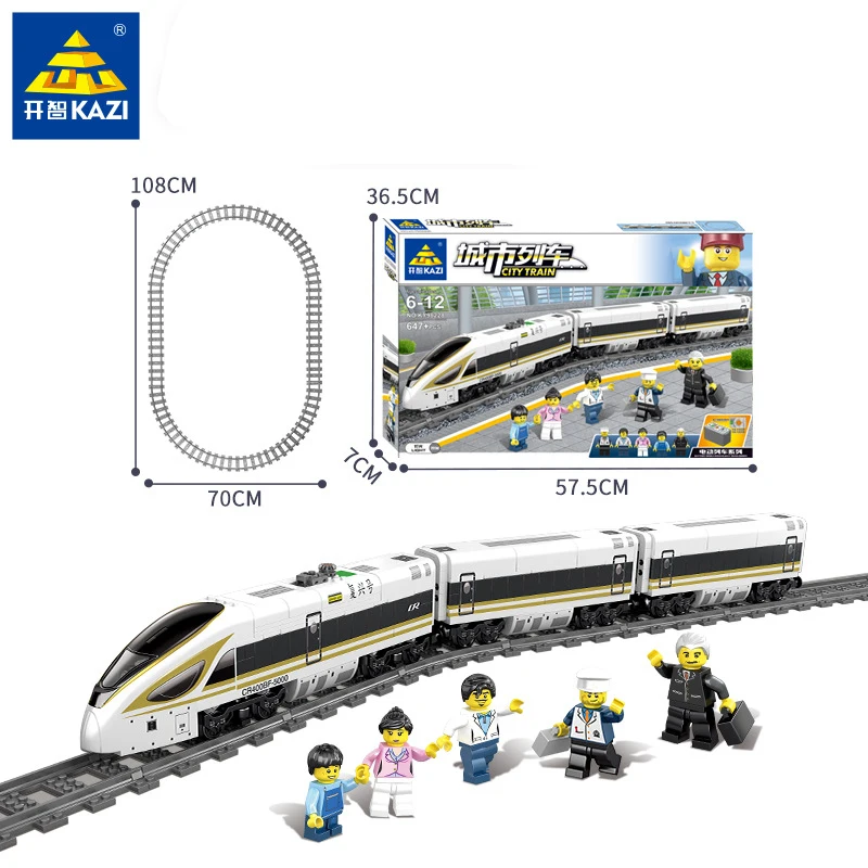 

KAZI 98228 98229 GBL Battery Powered Electric Train High speed Rail DIY Building Blocks Bricks Gift toys for children