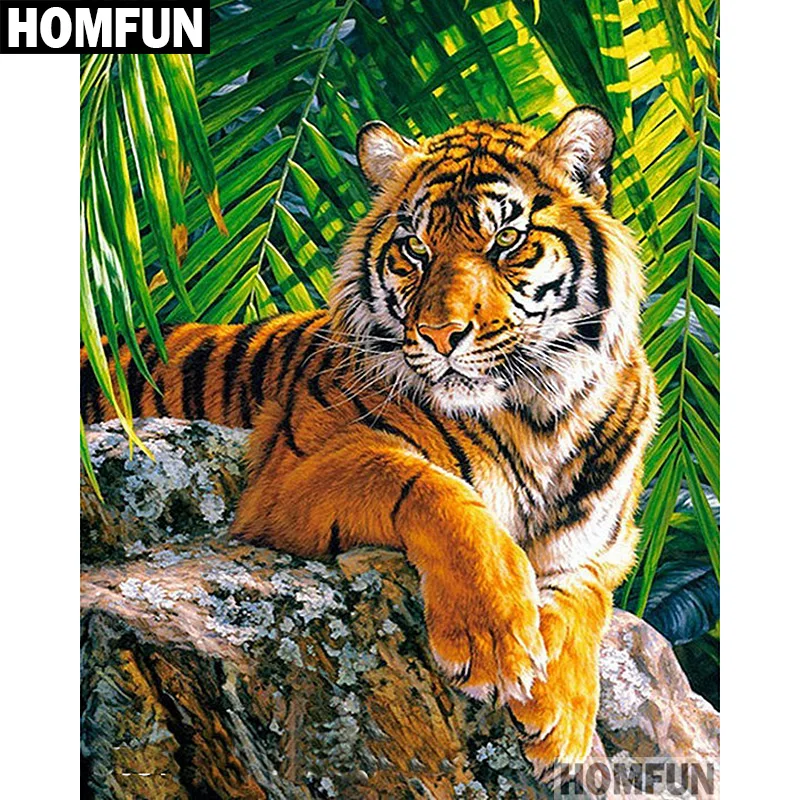 Картина из страз HOMFUN A00550 алмазная вышивка с изображением животных тигра