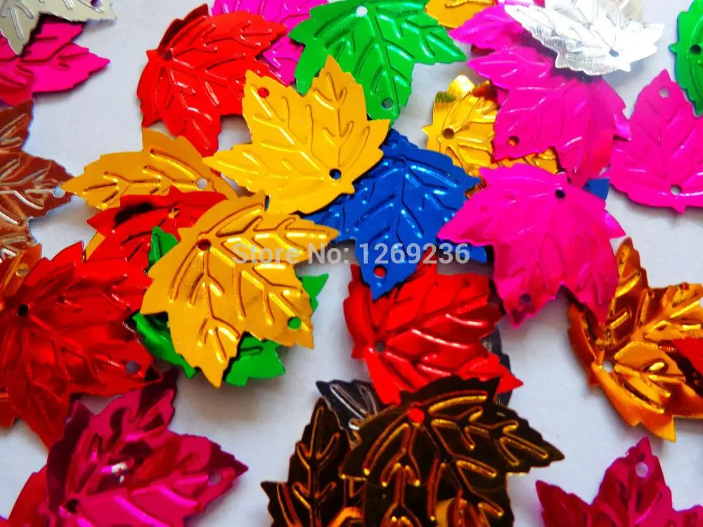 

Maple leaf shape Sew on multi-colored sequins 23*20mm DIY Accessories 500pcs/lot