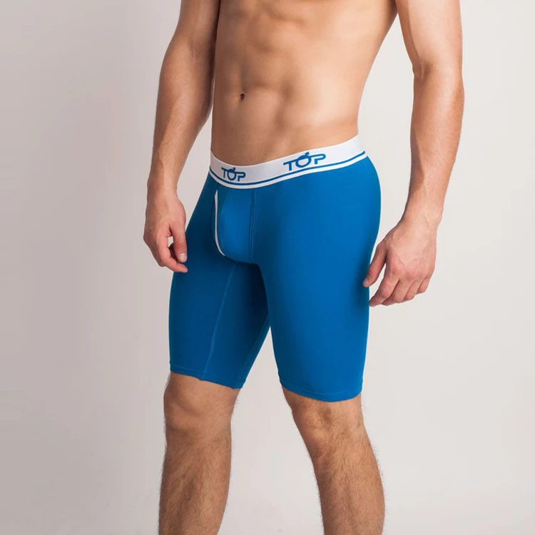 

Men's Underwear Stretch Long Leg Boxer Spandex Cotton w/ Fly