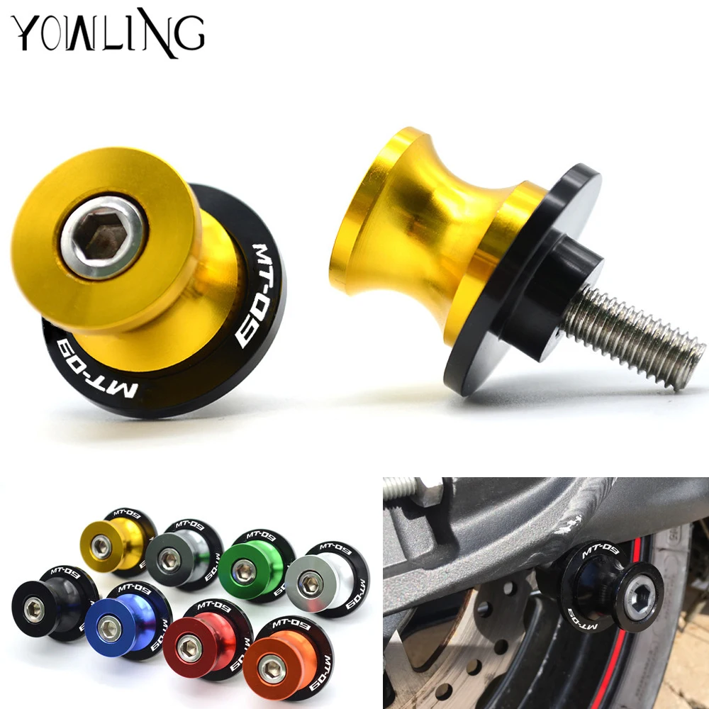 

6mm Motorcycle CNC Swingarm Sliders Spools Paddock Stand Bobbins Swing Arm For Yamaha MT09 MT-09 MT 09 FJ09 FZ09 FJ 09 FZ 09