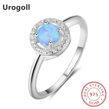 

Trendy 925 Sterling Silver Fine Jewelry AAA Zirconia & Round Opal Rings For Women Luxury Engagement Wedding Jewelry Gifts
