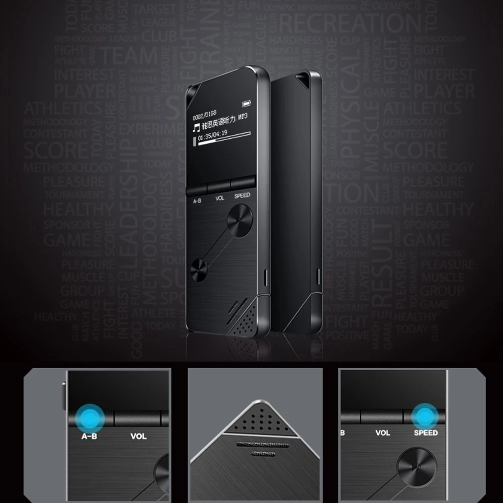 2018 BENJIE K6 Sport MP3 Player A-B Repeat Loudspeaker Variable Speed Playback 8G Music Player FM Hifi Portable Recorder