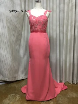 

New Spaghetti straps Bridesmaid Dresses 2019 Plus Size Wedding Party Gown Lace Appliques Chiffon Maid of Honor Prom Gown