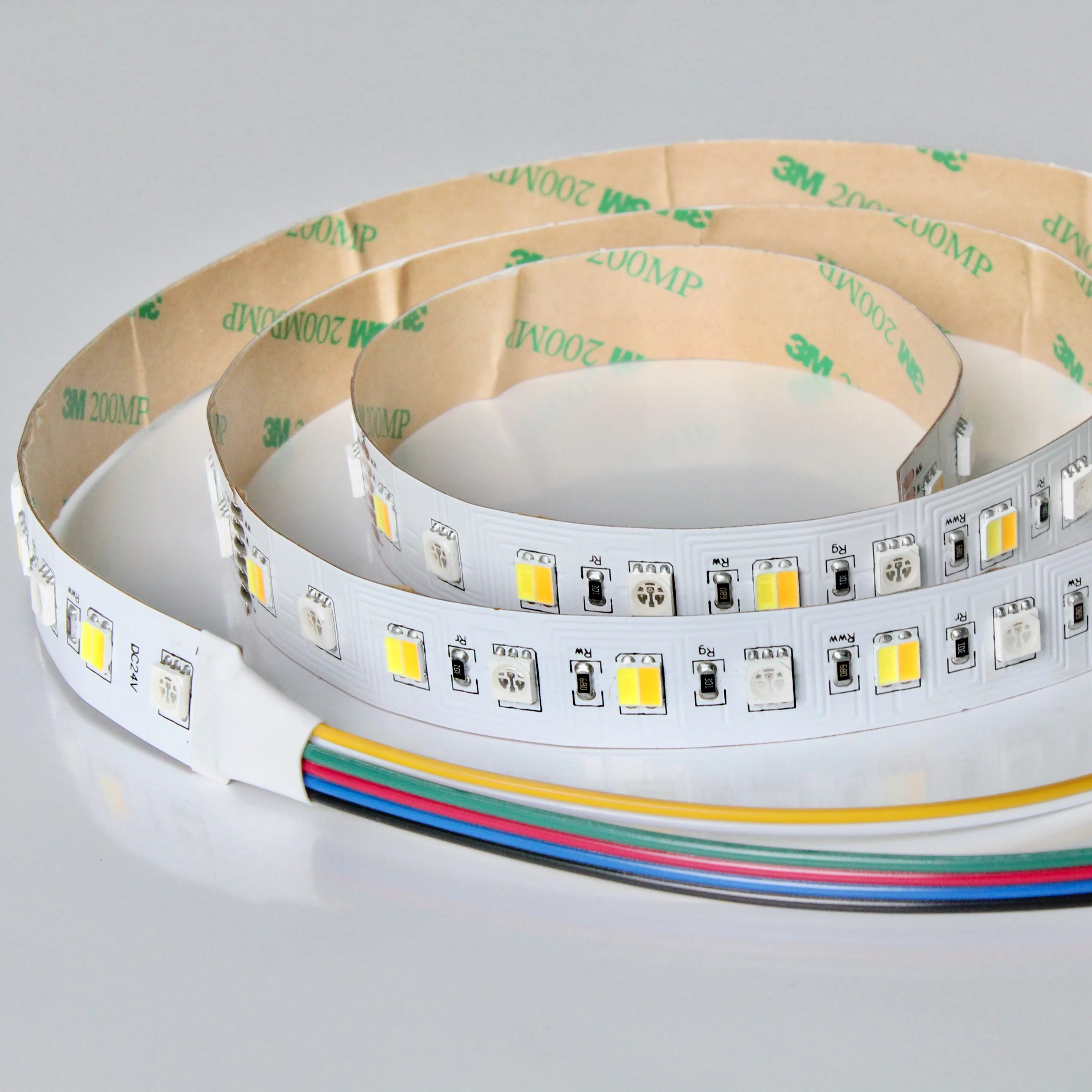 buy 5m a roll a lot, non waterproof led rgb ww cw flexible strip light, 72pcs 5050 led per meter, 24v