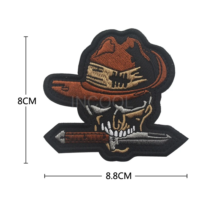 3D Австралийский Череп Вышивка патч армейский военный боевой патч тактические эмблемы значки аппликации боевые вышитые патчи - Цвет: 1