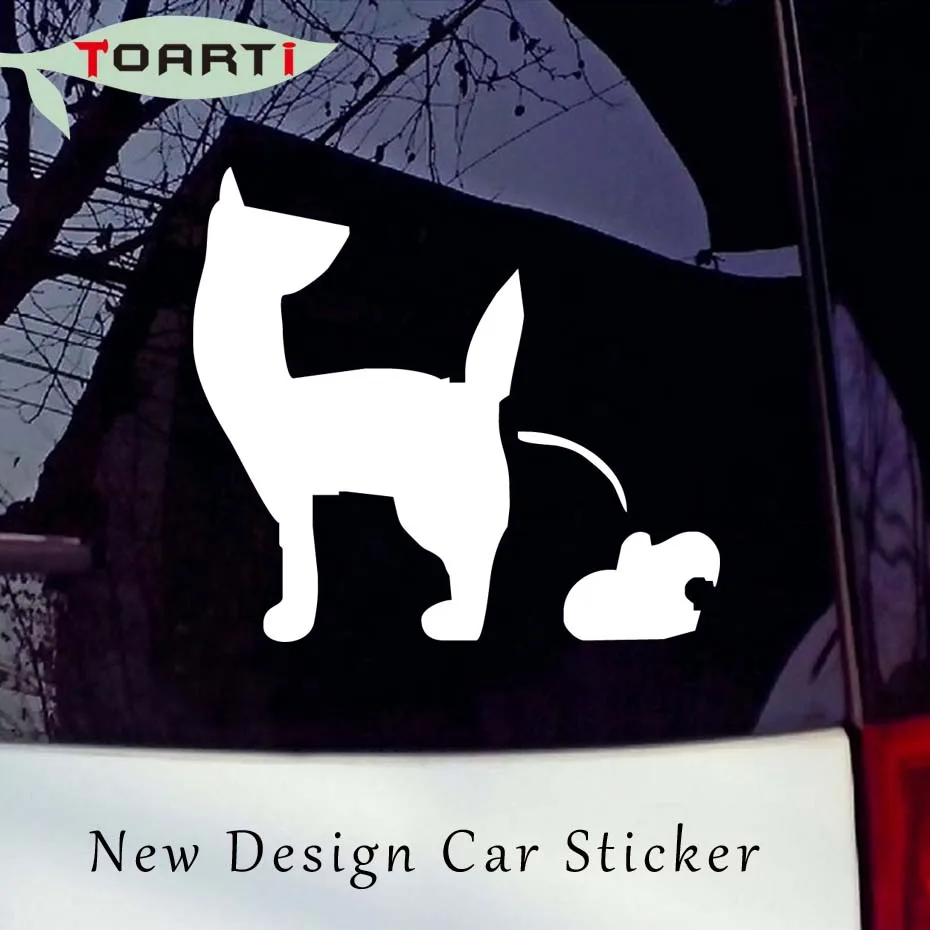 14*13CM Dog Poo Funny Bumper Vinyl Car Stickers Decals Waterproof Auto