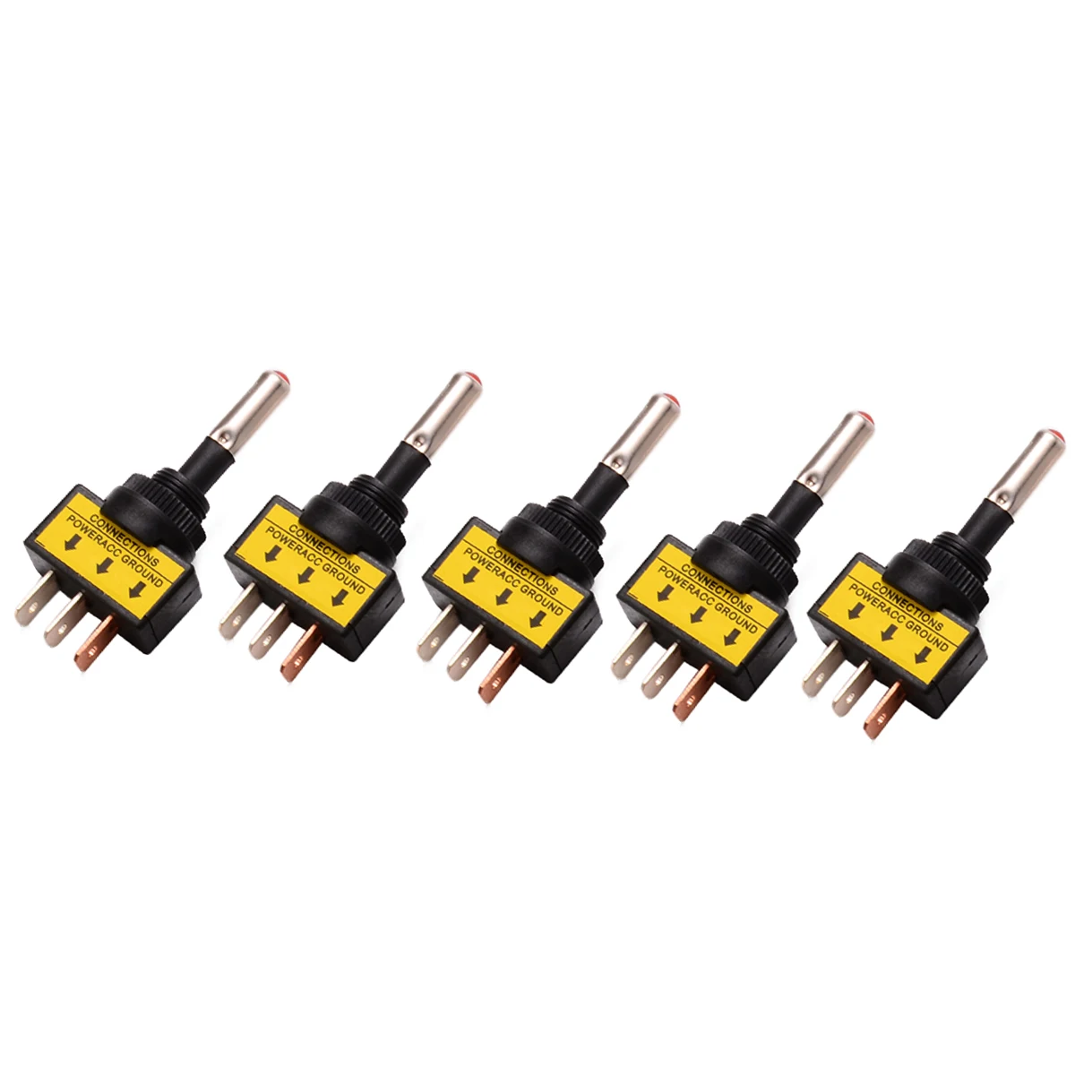 10pcs 12V 20A Car Red LED Light Toggle Switch 3 Pin SPST ON/OFF Rocker Switches 26*17*62mm For Vehicles Boats RV Mayitr