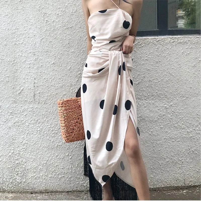 

2019 New Women's Sexy Halter Tops Split Long Irregular Skirts Set Temperament Women 2 Piece Skirt Sets