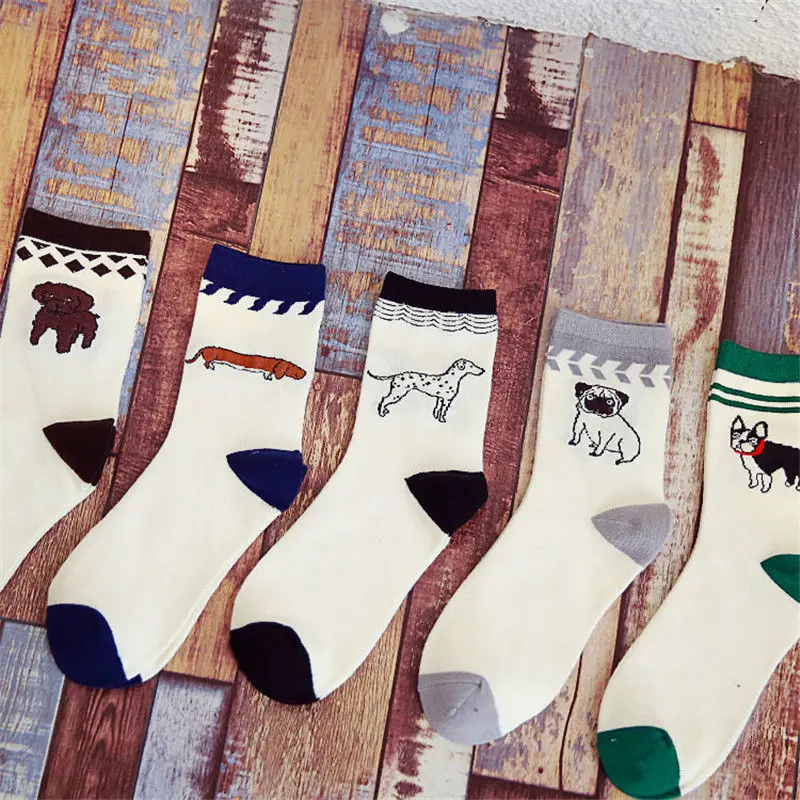 

Korean Mens Dachshund Pug Dog Cotton Socks Male Funny Bulldog Dalmatian Poodle Puppy Pet Animal Long Sock Cheap
