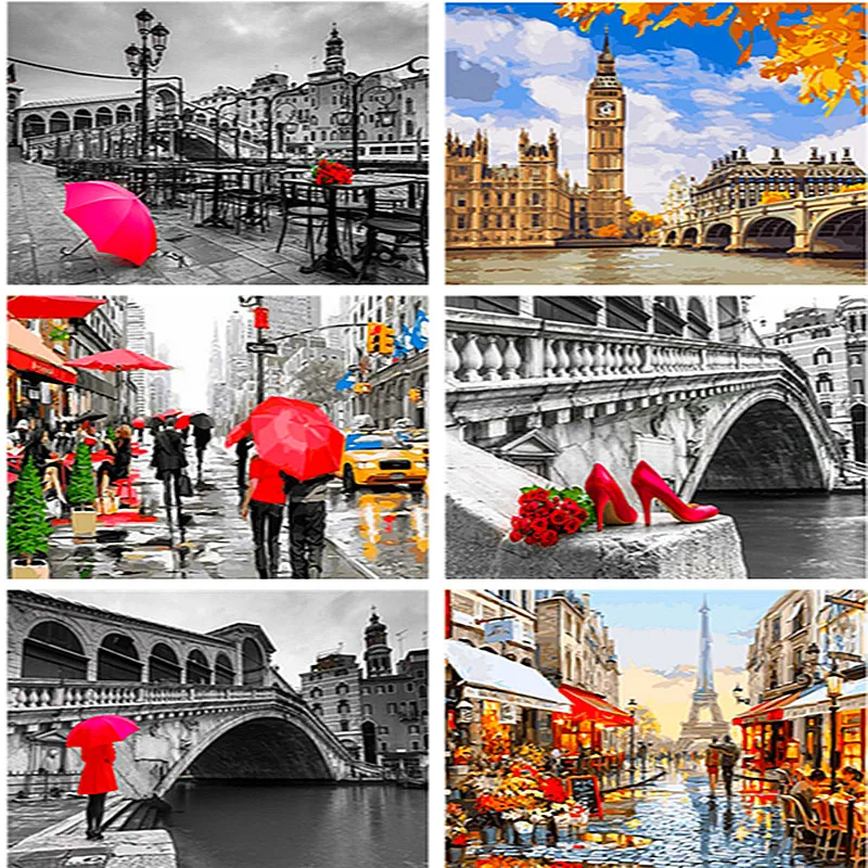 

5D Full Square DIY Diamond Painting Red Umbrella Black White Background Cross Stitch Diamonds Embroidery Mosaic Home Decoration