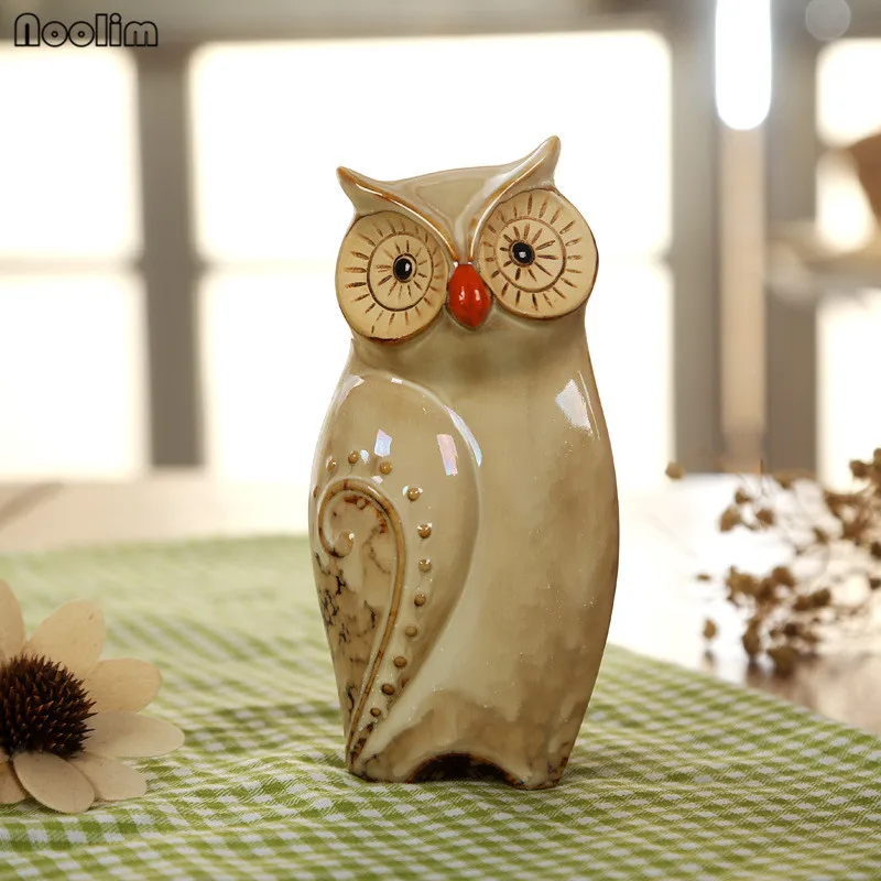 NOOLIM 3pcs/Set Owl Family Figurines Miniatures Lovely Ornament Home Decor Creative Animal Crafts Home Decor Accessories Gift