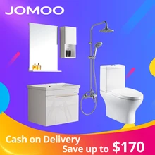 JOMOO Bathroom Furniture with mirror locker self-glazing basin PVC material Modern style bathroom cabinet toilet bow