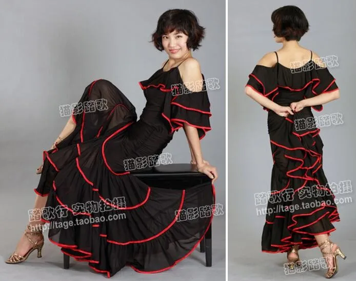 Платье для фламенко костюм Расширенная юбка танцевальные костюмы фламенко испанские танцевальные юбки