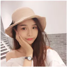 Женская Новая Вязаная Рыбацкая шляпа с бантом, дышащий небольшой свежий Хлопковый вязаный Рыбацкая шляпа, Женская Складная шапочка для отдыха