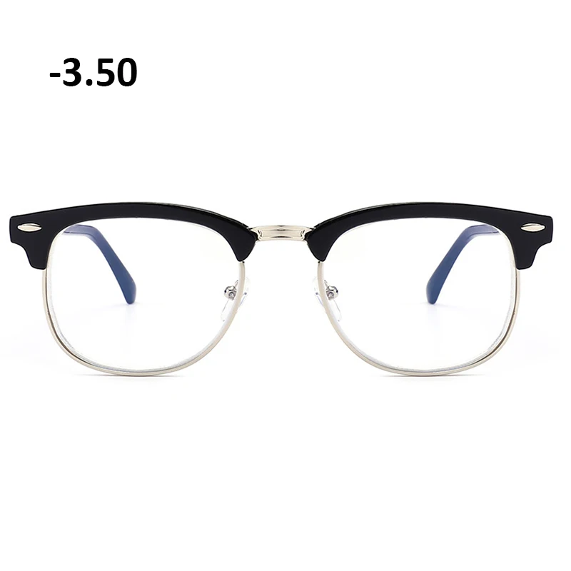 Близорукие очки Оптическая оправа по рецепту полуобода очки Retro-1.0,-1,5,-2,0,-2,5,-3,0,-3,5,-4,0,-5,0 - Цвет оправы: -3.5