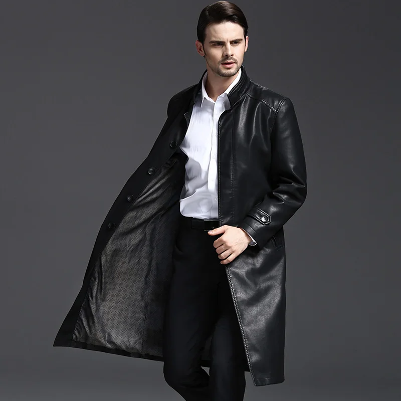 M 3XL!!2018 autumn the long leather coat of leather coat of the leather coat of the han edition M 3XL!!2018 autumn the long leather coat of leather coat of the leather coat of the han edition
