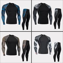 Мужское термобелье> Комплект длинного нижнего белья базовый слой спортивный бегун набор мужские фитнес-Тренировка быстросохнущие колготки Rashgard мужской