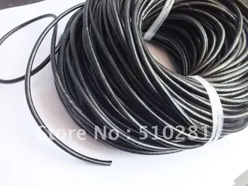 

2019-4-10# Free shipping, high quality 5mm Round Black 100% true leather cord
