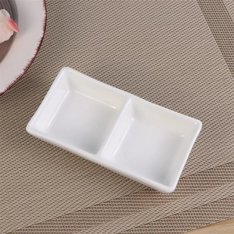 5 дюймовый чистый белый Керамика Закуска поднос 2-отсечной соус посуда разделены тарелки для закуски для специй блюдо соевый соус