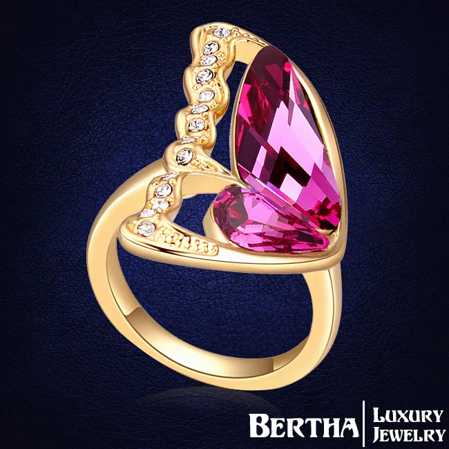 

Unique Design Champagne Gold Color Butterfly Ring For Female Wedding Party Birthday Crystals from Swarovski