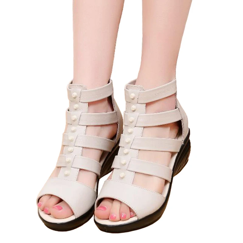 COVOYYAR/ г., женские сандалии-гладиаторы с открытым носком женская обувь на толстом каблуке с молнией сзади модная летняя обувь черного цвета, большой размер 40, WSS713 - Цвет: beige