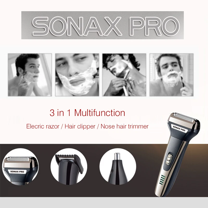 Мужская электробритва SONAX PRO 3 в 1 перезаряжаемая бритва для бритья бороды