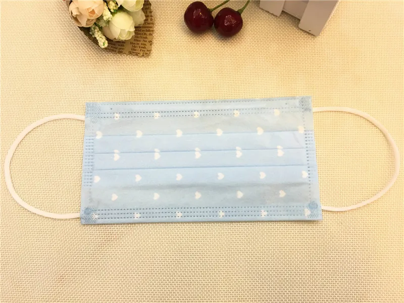 3 Layers non-woven printing disposable mask dustproof anti fog haze tail gas prevention ear hanging respirator (14)