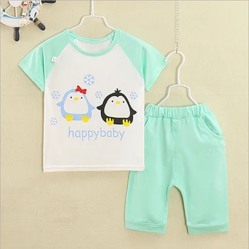 

Summer Newborn Baby Clothing Sets 2pcs/set 7-24M Brand kids Clothes Bamboo Fiber short sleeve shirt baby setvFree shipping