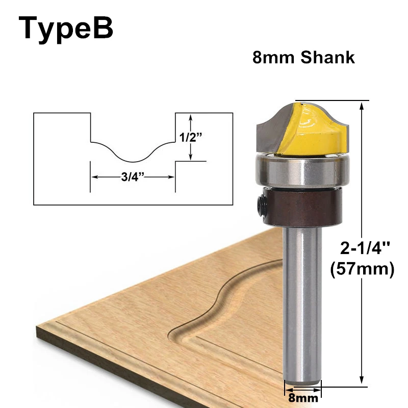 RCT 1/4 ''/8 мм/1/2'' хвостовик формования дуговой фрезы обрезки фрезы для деревообрабатывающие столярные инструменты для резки древесины